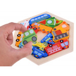 Drevené puzzle farebných Vozidiel Drevené puzzle farebných Vozidiel